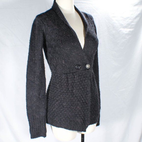 Vintage Y2K Max Azaria BCBG Alpaca Mohair Ash Gray Cardigan Copper Flecks - Picture 6 of 15